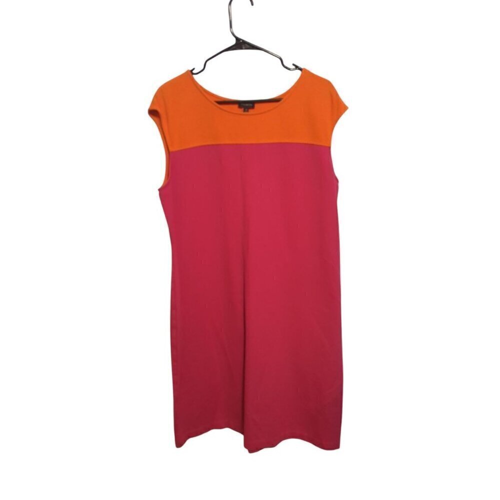 Talbots Pink & Orange Rayon Nylon Spandex Shift Dress Size 16